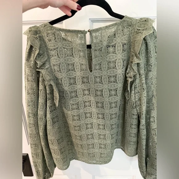 Sezane Olive Green Lace Blouse - Picture 3 of 3